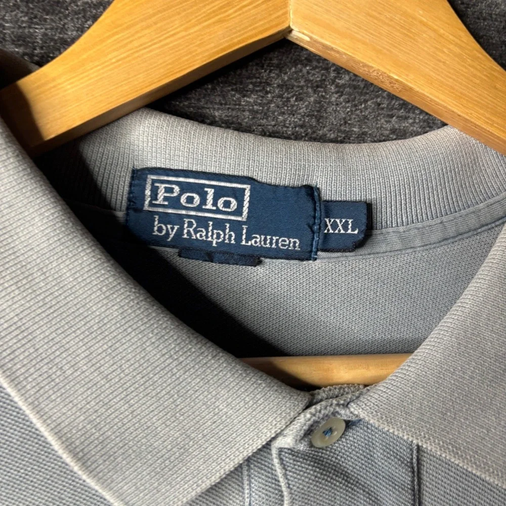 Polo Ralph Lauren Mens XXL Faded Grey Short Sleeve Pique Polo Shirt Red Pony
